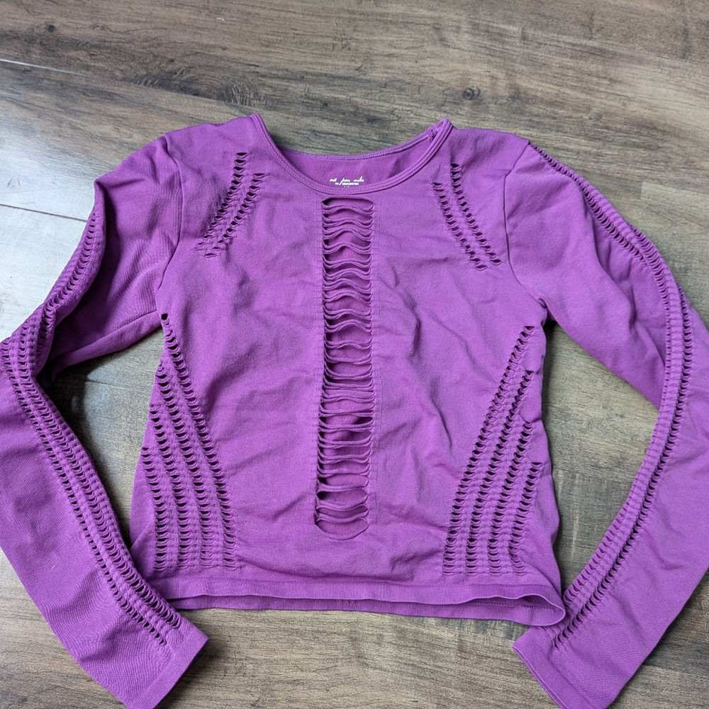 Festival Urban Outfitters Seamless Shredded Long Sleeve Top Purple L